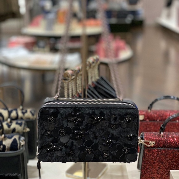 Kate Spade | Neve Shearling Embellished Chain Double Zip Crossbody - Picture 6 of 6